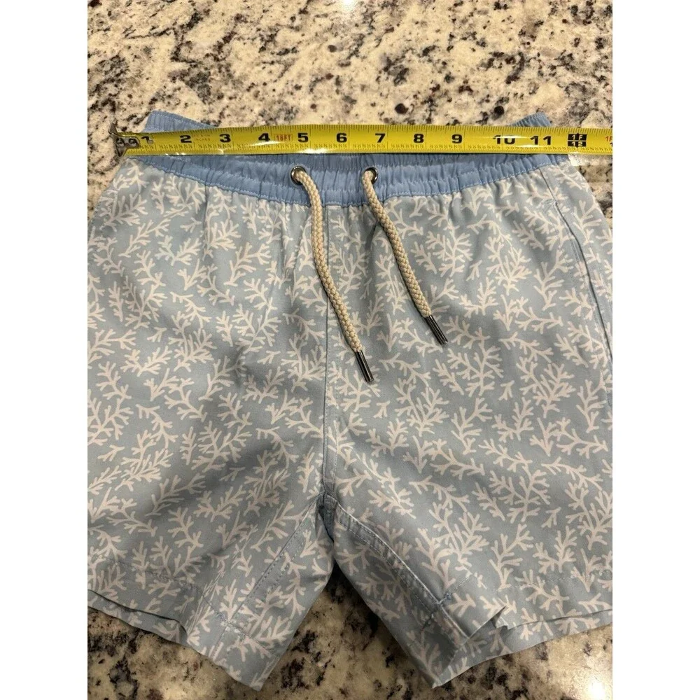 Fair Harbor The Bayberry Swim Trunks Boy’s Small Mist Seaweed Blue Coral Lined